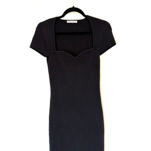 Reformation Dress Medium Black Ribbed Stretch Maxi Long Bodycon